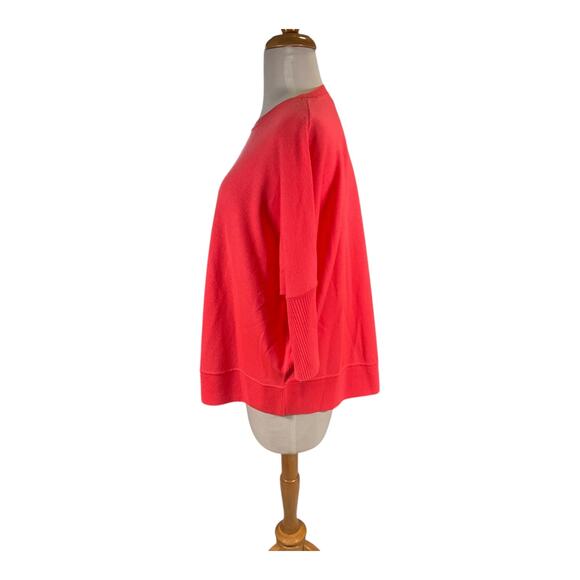 Vintage J.Crew 100% Merino Wool Oversized Sweater Coral Size Small 3/4 sleeve - Picture 4 of 10